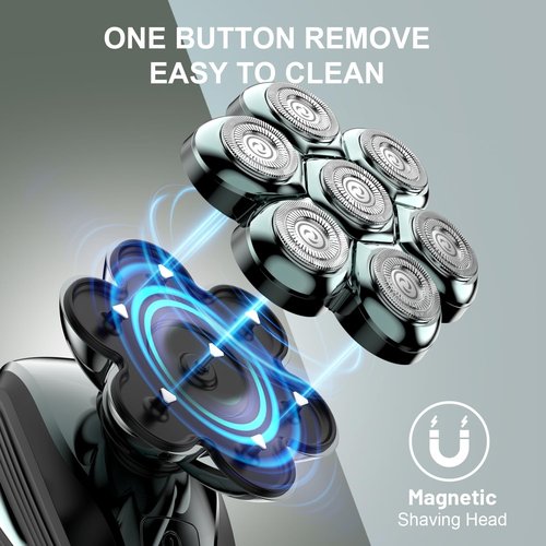 7D Floating Electric Razor by Head Shavers - IPX7 Waterproof, Magnetic Head, LED Display & Fast Charging
