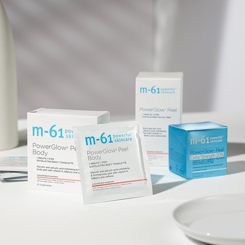 M-61 PowerGlow Peel Body Towelette - 15% Glycolic & Salicylic Acid Exfoliant | Firm & Resurface | 10 Individually Wrapped Treatments