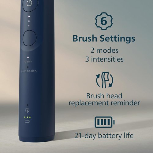 Philips Sonicare 5900 Series Electric Toothbrush - Advanced Sonic Technology, Pressure Sensor, 6 Modes, Navy Blue | Model HX7133/02