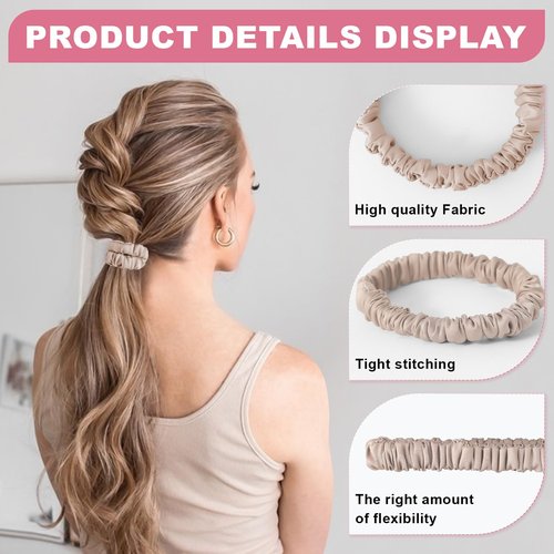 6Pcs Silk Hair Ties Small 22 Momme 100% Pure Mulberry Silk Scrunchies for Women Girls Thin Skinny Hair Sleep Scrunchies No Damage(Color 09)