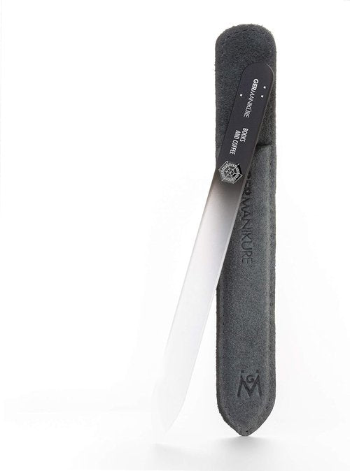 GERMANIKURE Glass Nail File - Professional Crystal Nail File in Suede Sleeve for Natural Nails | Perfect Manicure & Pedicure Tool