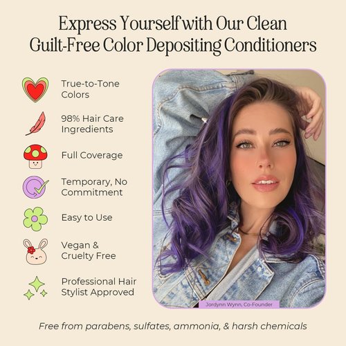 INH Semi Permanent Hair Color - Amethyst Dark Purple Tint | Vegan, No Bleach, 6oz Conditioner
