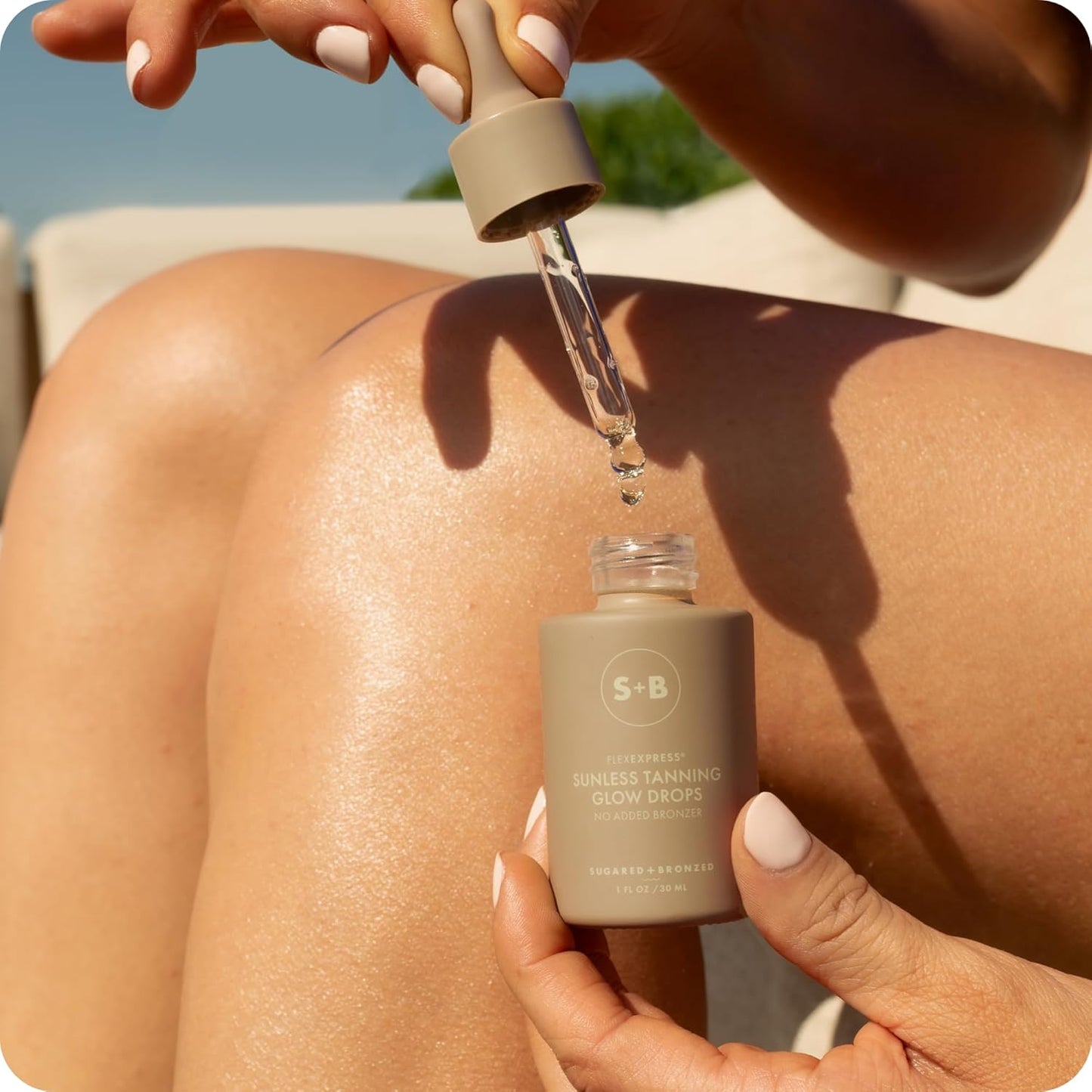 SUGARED + BRONZED Sunless Tanning Glow Drops - Customizable Face & Body Self Tanner, Streak-Free, Vegan, 1 Fl Oz