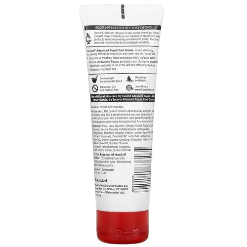 Eucerin Advanced Repair Foot Cream - Fragrance-Free Formula for Very Dry Skin | 3 oz