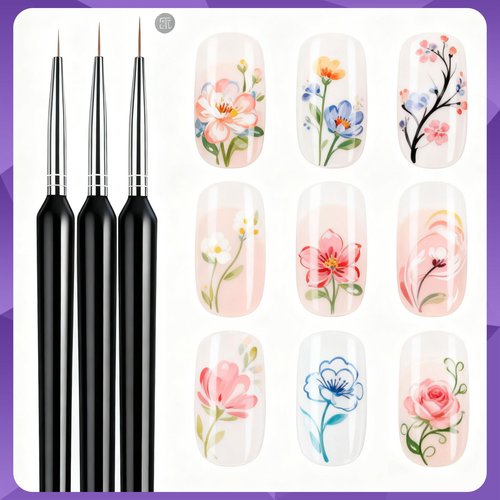 Artdone Nail Dotting Tools Art Brushes Kit With Nail Stand Gel Polish Liner Brushes Design Pen For Nail Drawing And Nail Paint Small Detail