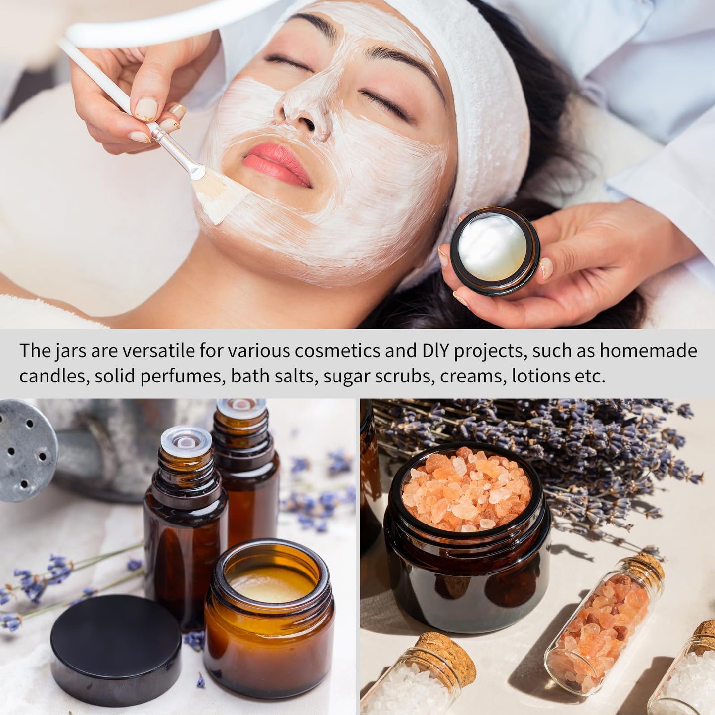 KEYWING 4oz Small Glass Jars with Black Lids, 24 Pack Amber Empty Cosmetic Containers Round Glass Jar with Inner Liners for Lotions, Powders and Ointments