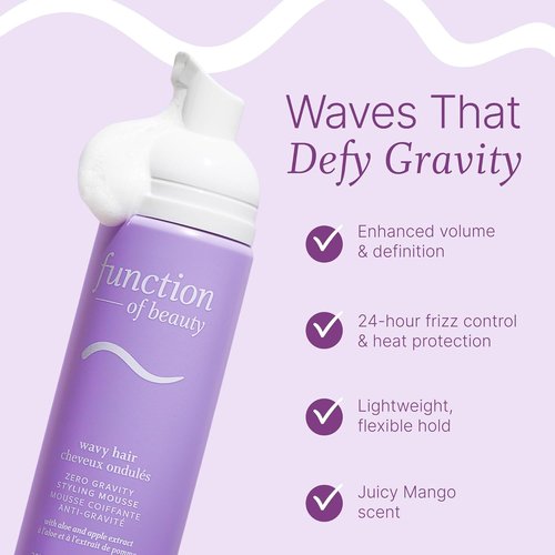 Function of Beauty Wavy Hair Mousse - Anti-Frizz Volume & Definition for Natural Waves - Lightweight Styling Foam