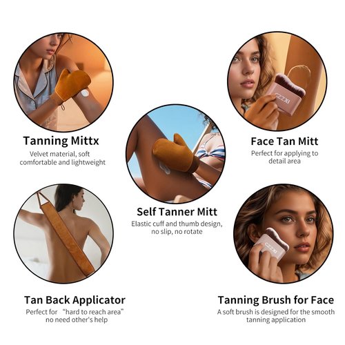 CZZXI Tanning Mitt Kit - Self-Tan Applicator for Body, Face & Hard-to-Reach Areas | Includes Storage Pouch