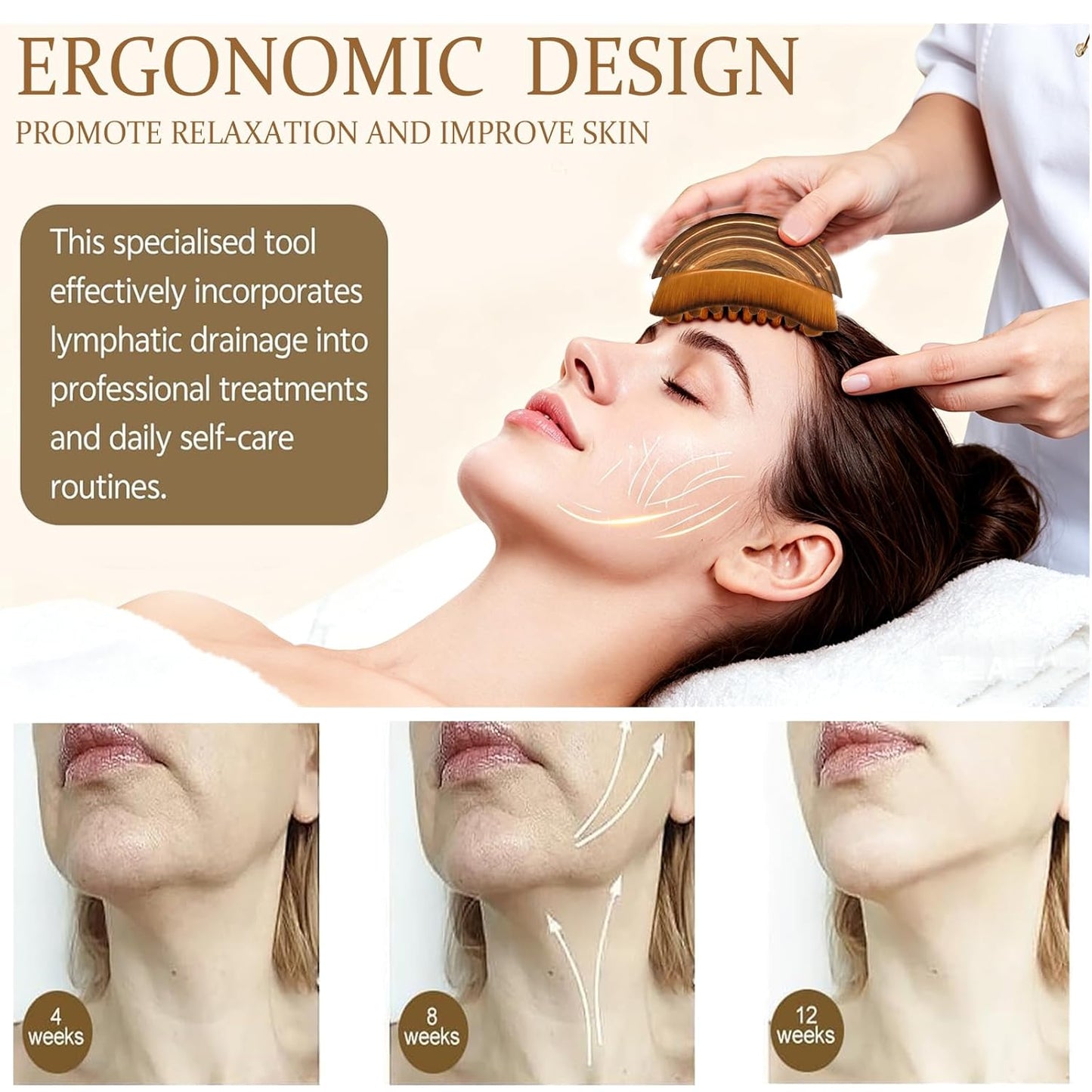 Skiennix Lymphatic Face Brush - Reduces Puffiness & Restores Definition | Gentle & Soft for Naturally Sculpted Skin