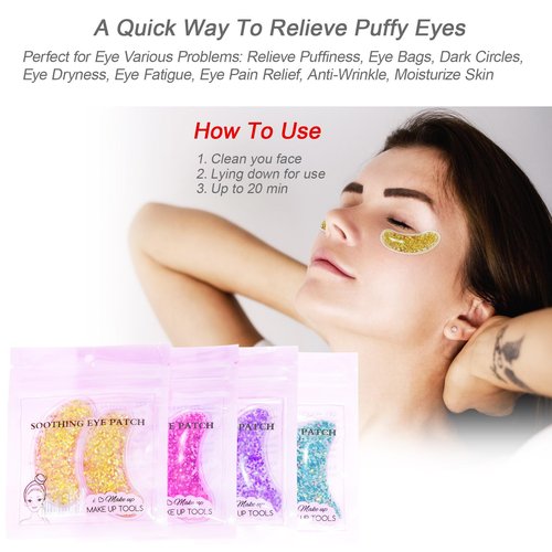 Under Eye Patches for Puffy Eyes, Reusable Ice Gel Eye Pad Cooling Eye Patch Hot Cold Therapy Eye Mask 8 Pack