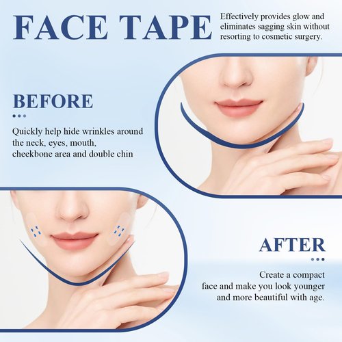 120Pcs Face Tape Lifting Invisible, Instant Face Lifting Sticker, Face Lift Tapes and Bands for Jowls, V-Shaped Instant Face Tapes for Double Chin