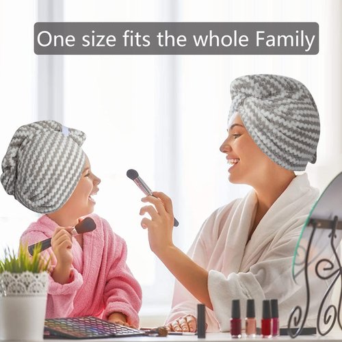 VIVOTE Microfiber Hair Towel Wrap Anti Frizz Hair Turban Hair Drying Towel for Women Wet Hair Absorbent Hair Towel Wrap Head Wrap After Shower 10 x 25.5Inch 3Pack Gray