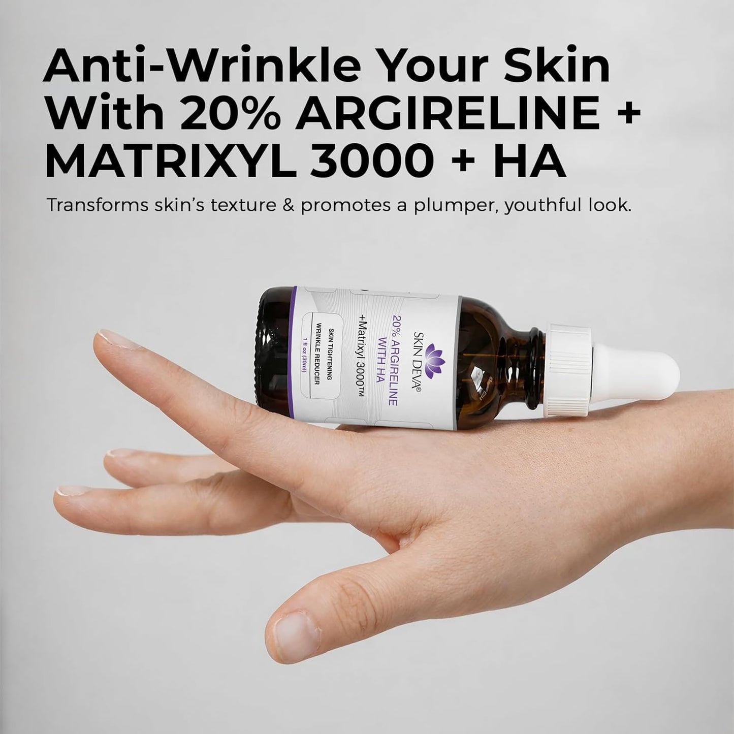 SKIN DEVA 20% Argireline Serum - Deep Wrinkle Reducer with Matrixyl 3000 & Pure Hyaluronic Acid