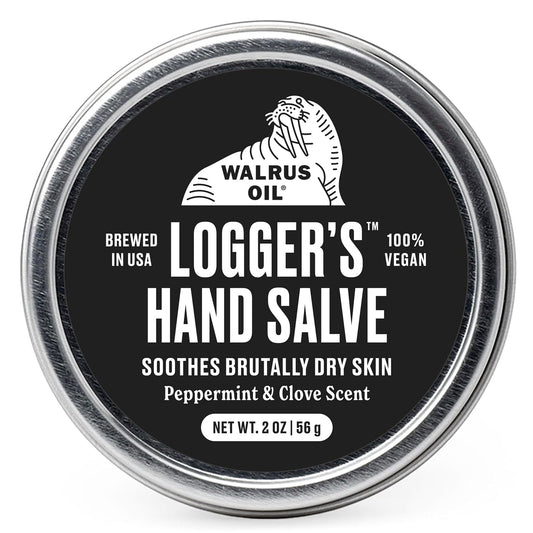 Walrus Oil - Logger's Hand Salve Cream | 100% Vegan, Beeswax-Free, 2oz | Coconut Oil & Cocoa Butter, Peppermint Scent
