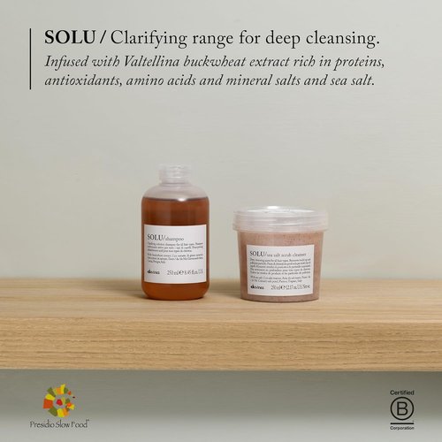 Davines SOLU Sea Salt Scrub Cleanser - Gently Removes Residues for Clean, Soft Hair - 8.45 Fl Oz