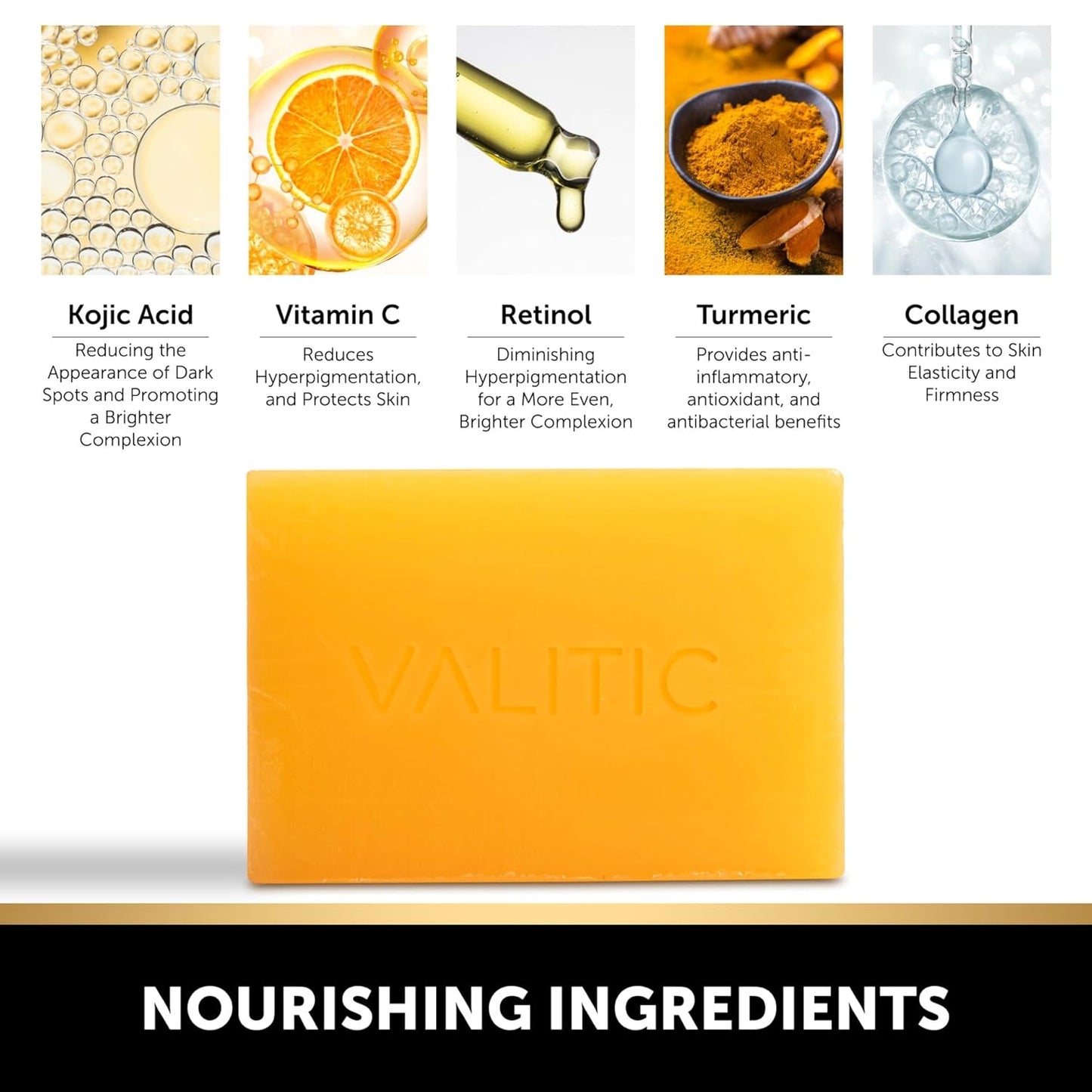 VALITIC Kojic Acid Dark Spot Remover Soap - Turmeric & Vitamin C Infused | 2 Pack with African Net Sponge
