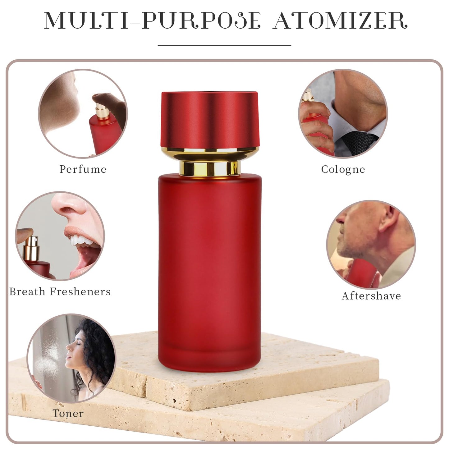 Gsteng 2pcs 50ml Glass Spray Bottle for Perfume,Refillable Travel Perfume Atomizer Bottles,Red Portable Cologne Atomizer Empty Bottle. (Red*2)