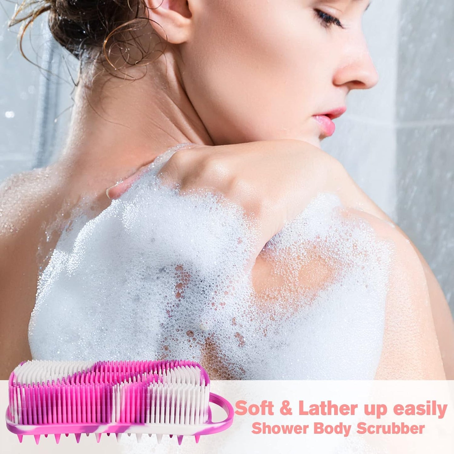 Skiennix Silicone Body Scrubber - Gentle Exfoliating Bath Brush for Women | Travel-Friendly Deep Clean & Massage