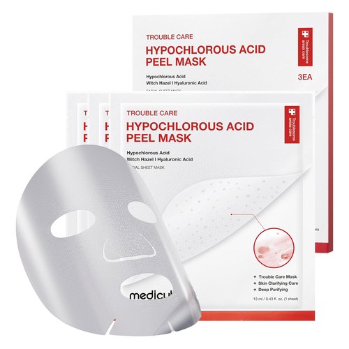 Medicube Hypochlorous Acid Peel Mask - Peel-Off Sheet Mask for Oily Skin & Pore Refinement | Hydrating Formula with Panthenol & Hyaluronic Acid | Korean Skincare (13ml X 3ea)