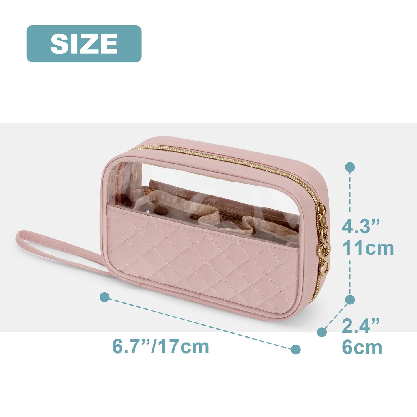 Yarwo Nail Polish Organizer Holds 10 Bottles (15ml/0.5 fl.oz), Small Nail Polish Travel Bag with Visible Window, Multifunctional Nail Art Carrying Case for Manicure Kit, Dusty Rose (Bag Only)