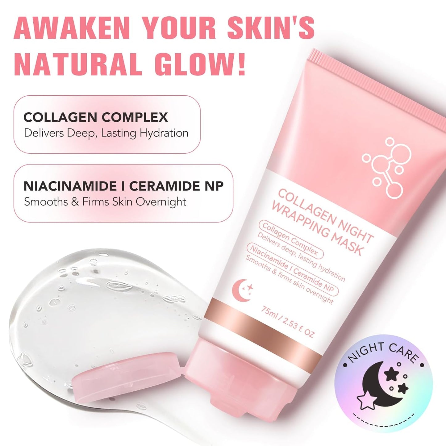 Skiennix Collagen Night Mask - Hydrating & Tightening Facial Treatment for Elasticity | 50ml