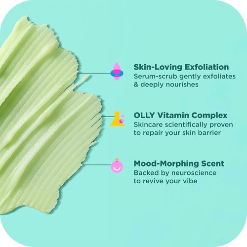 OLLY Revive Body Scrub - Nourishing Skin Exfoliator with Magnesium & Vitamin B12 | Refreshing Nerolidew Scent, 6 oz