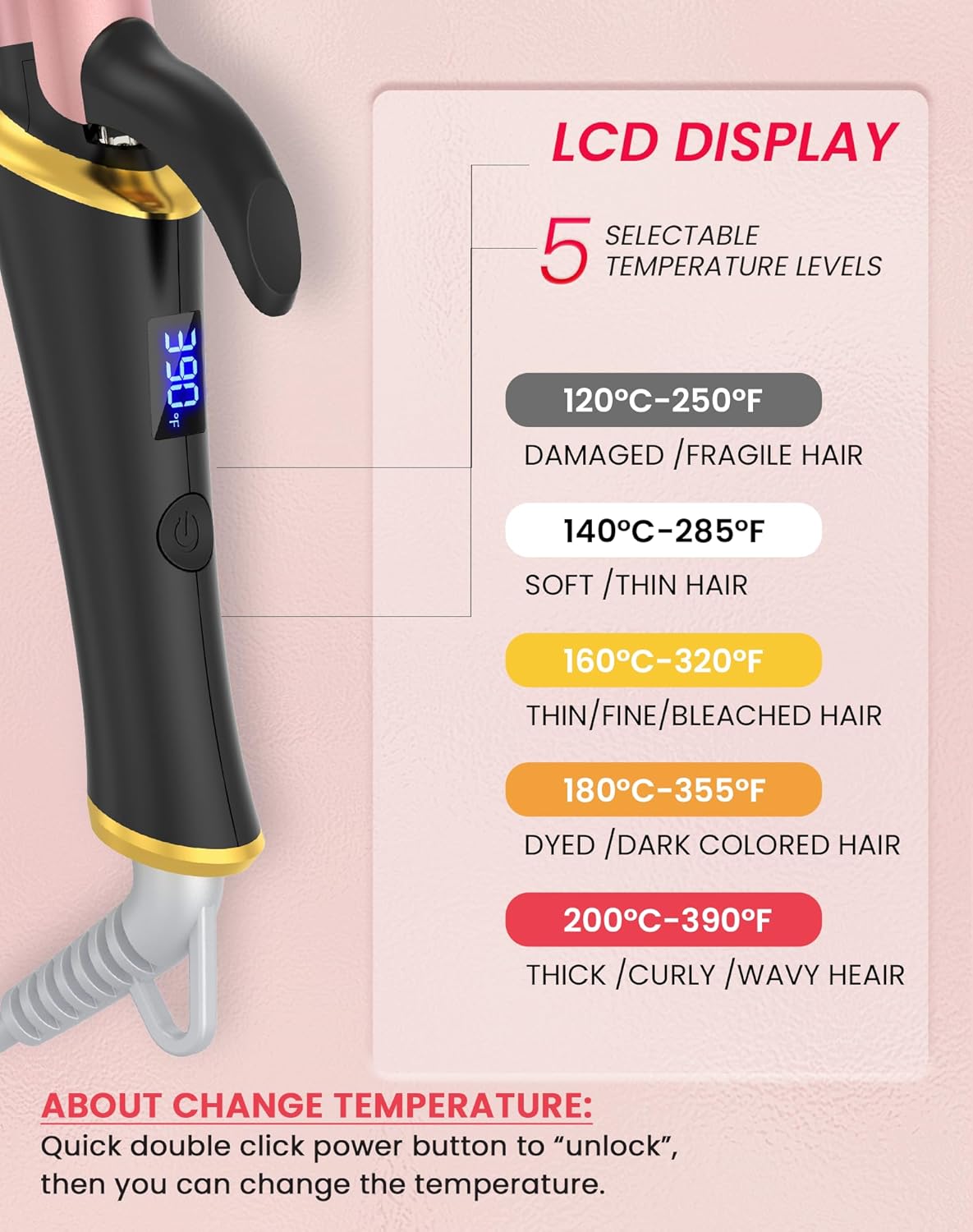 Ukliss Mini Curling Iron - Fast Heating 1-Inch Iron with Anti-Scald Tip & 5 Temp Settings | Perfect for Short Hair
