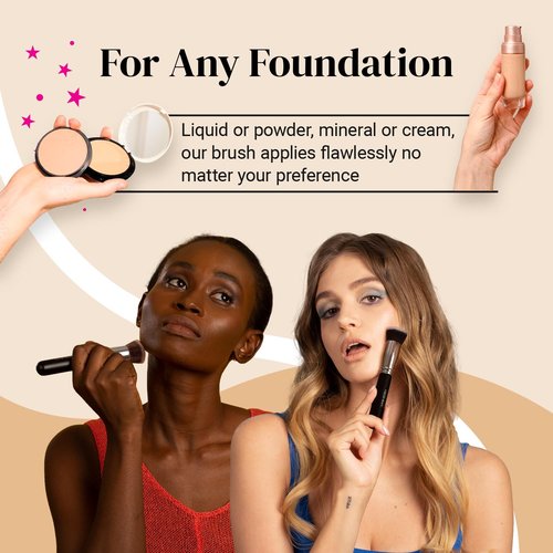 KESHIMA Flat Top Kabuki Foundation Brush - Premium Makeup Tool for Liquid, Cream & Powder - 1.2" Diameter