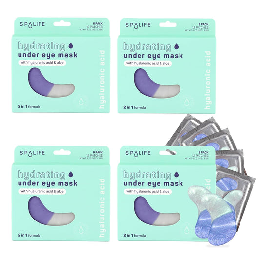 SpaLife Beauty Hydrating Undereye Masks - Hydrogel Eye Patches for Puffiness & Dryness | 12 Pairs with Hyaluronic Acid & Aloe