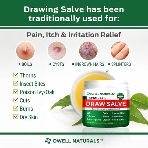 OWELL Naturals Drawing Salve Ointment - Effective Boil & Cyst Removal | Splinter & Bug Bite Relief