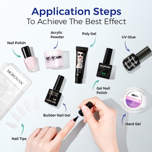 Morovan Nail Dehydrator and Primer with Gel Base & Top Coat Set 4PCS Professional Fast Dry Acid Free Supplies Primer for Acrylic & Gel Nail Polish Gifts