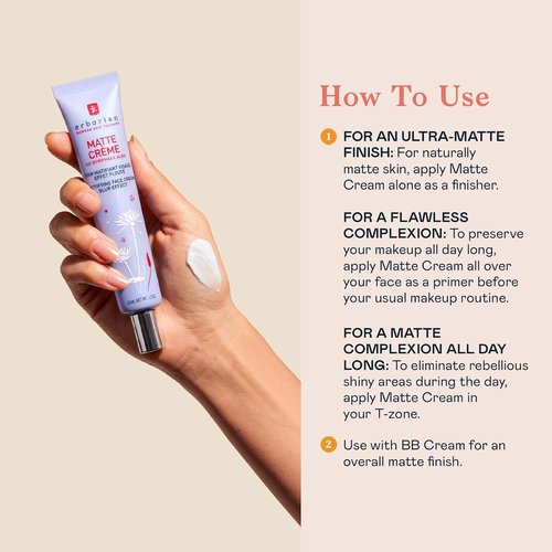 Erborian Matte Face Cream - Mattifying & Blurring Primer for Oily Skin - 1.5 Oz for a Flawless Finish