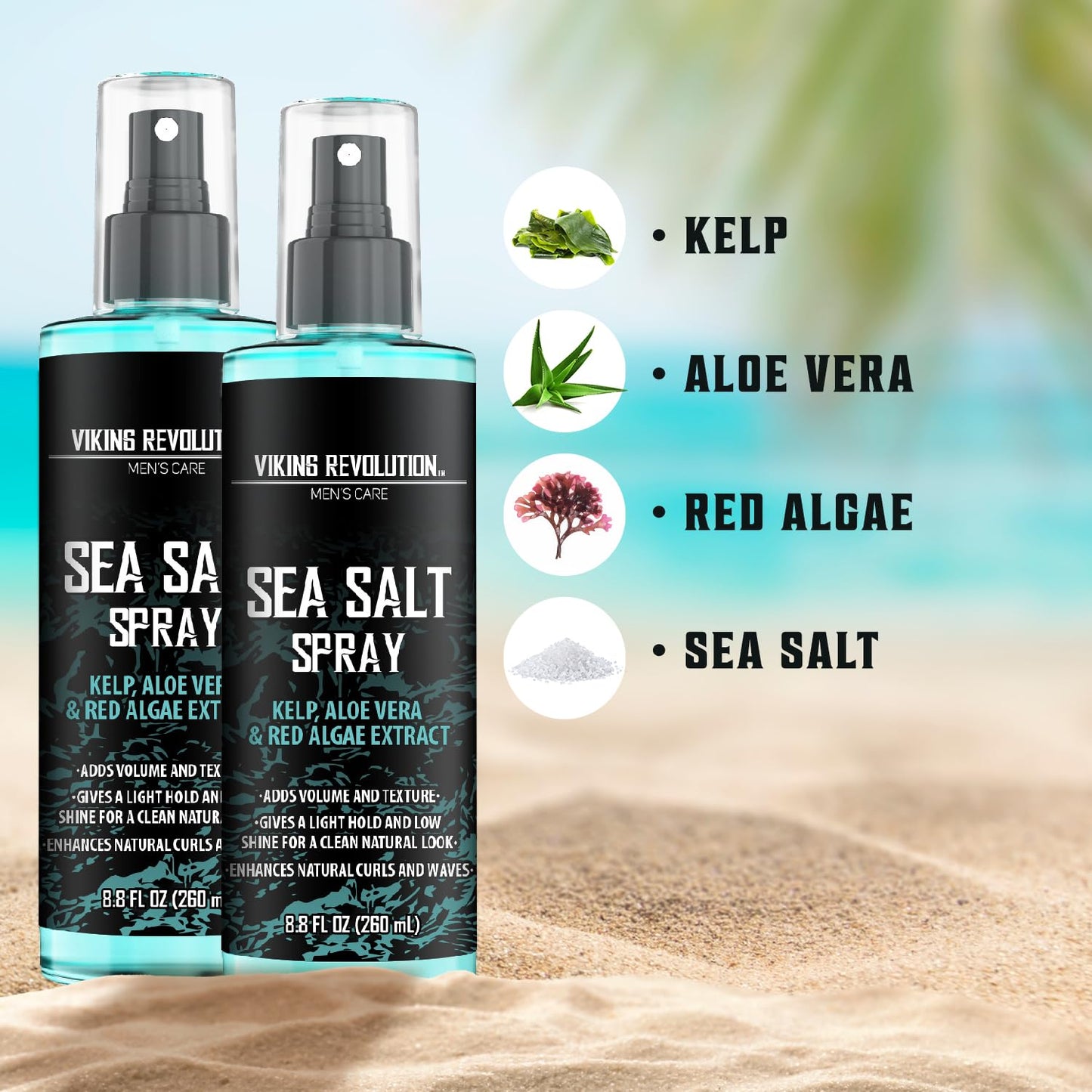 Viking Revolution Sea Salt Spray for Men - Texturizing Hair Spray with Kelp & Aloe Vera | 2-Pack for Beachy Volume