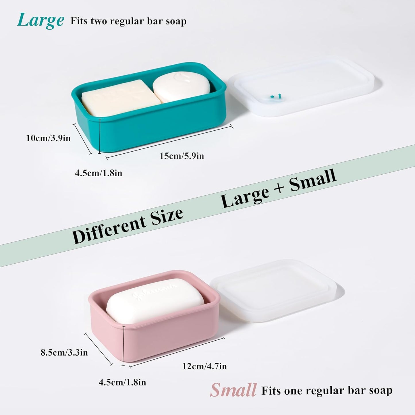 Skiennix Portable Leakproof Travel Soap Case - Compact Silicone Holder with Drainage Layer | Turquoise & Flamingo