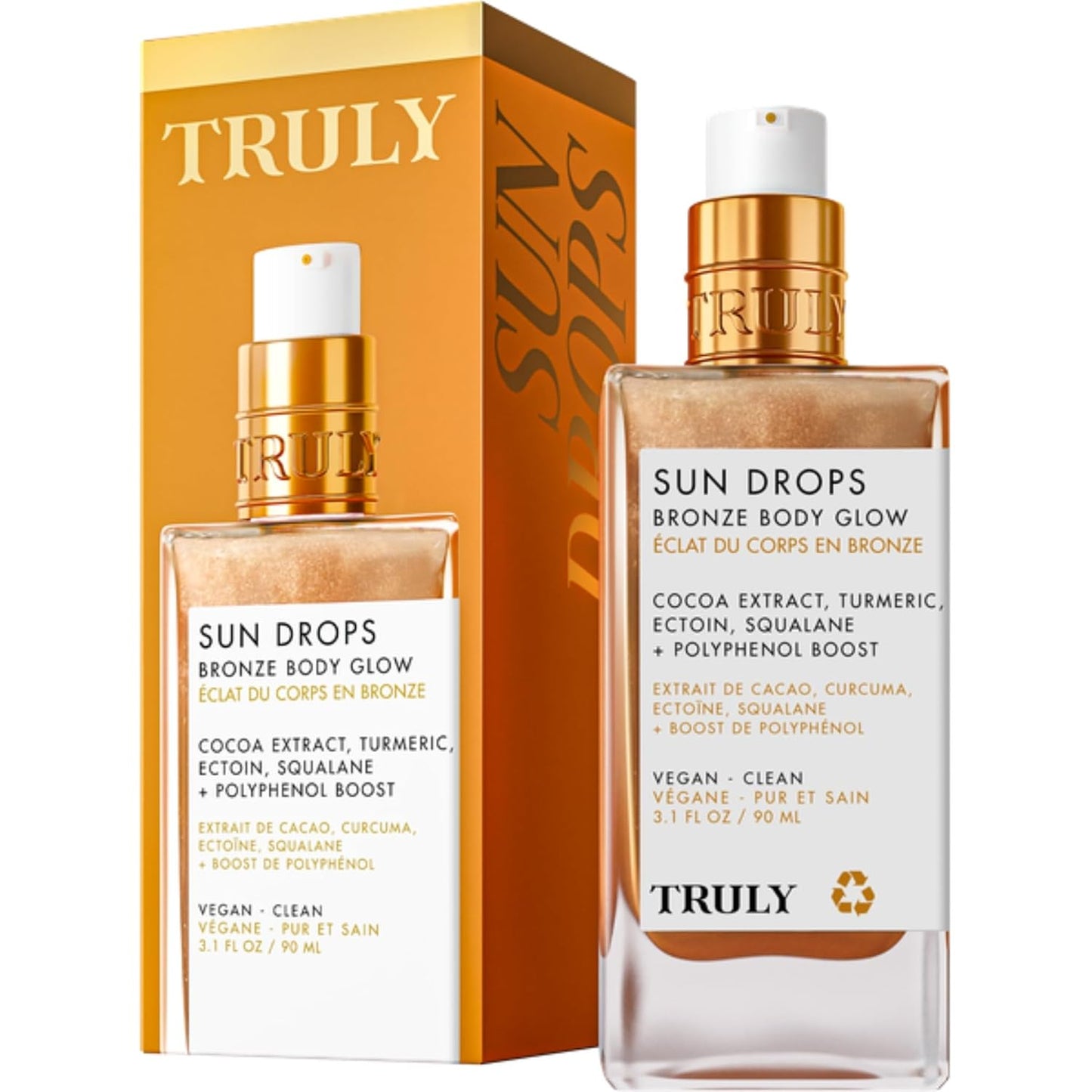 Truly Sun Drops Bronze Body Glow Oil - Hydrating Bronzing Oil for Radiant Skin | Lightweight, Non-Greasy Formula