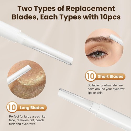 COSYLIFE Dermaplaning Tool - Exfoliating Face Razor Kit with 2 Dual-End Razors & 20 Blade Refills