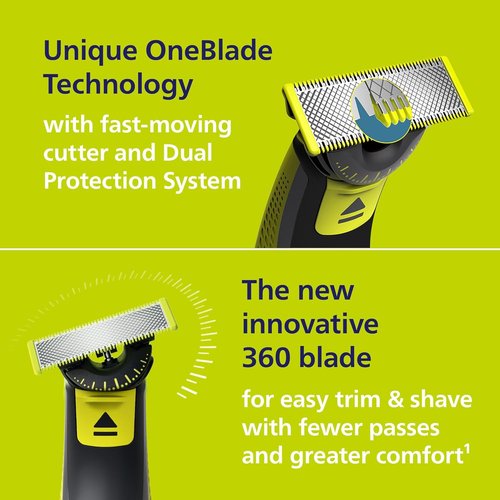 Philips Norelco One 360 Hybrid Face Trimmer & Shaver - 5-in-1 Adjustable Comb, Model QP2724/90