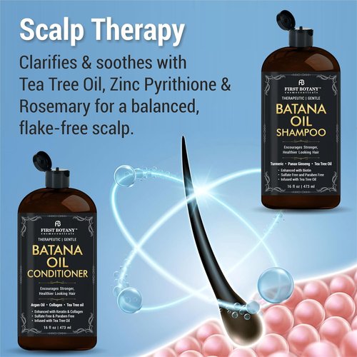 Batana Oil Shampoo & Conditioner | Fights Hair Loss & Dandruff - Sulfate Free - 16 fl oz x 2