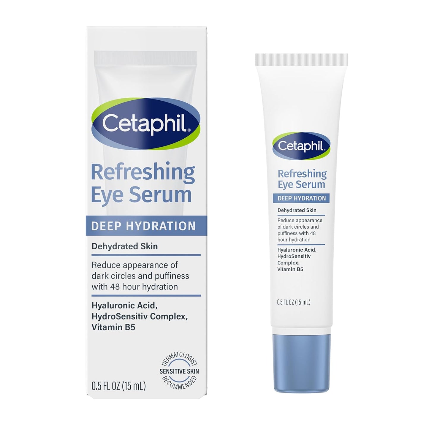 CETAPHIL Deep Hydration Eye Serum - 48Hr Hydrating Under Eye Cream with Hyaluronic Acid & Vitamin E, 0.5 fl oz