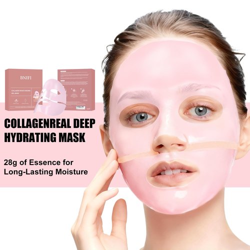 BNIFI Collagen Face Mask- Hydrating Overnight Hydrogel Facial Mask Suitable for Women's Delicate Skin care, Minimizes Pores, and Firms Skin (28 grams) × 4 pieces