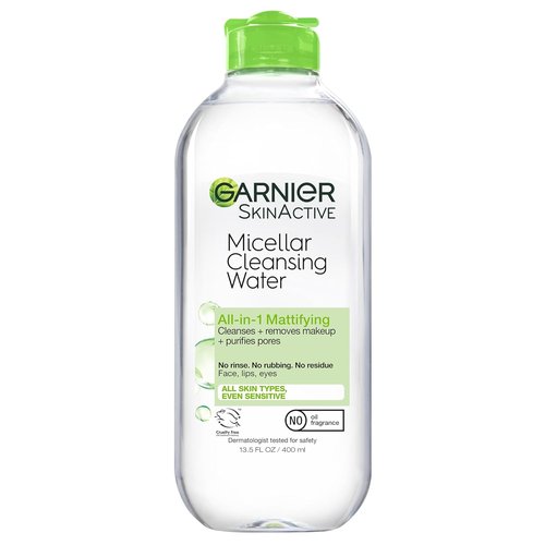 Garnier Micellar Water - Oily Skin Facial Cleanser & Makeup Remover | Mattifying, Vegan, 13.5 Fl Oz