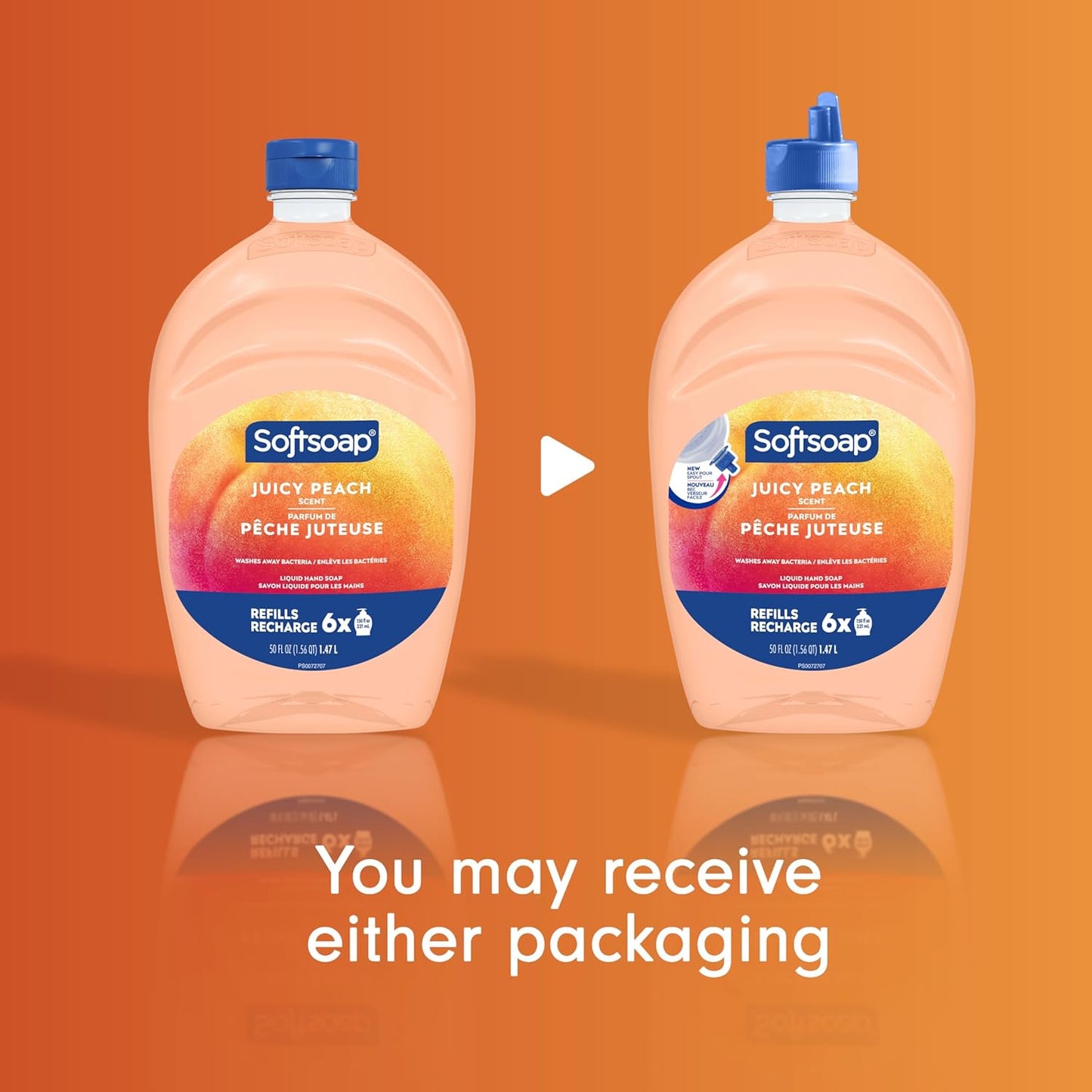 Softsoap Juicy Peach Hand Soap - Rich Fruity Scent for Kitchen & Bathroom | 50 Fl Oz Refill Bottle