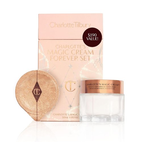 Charlotte Tilbury Magic Cream Forever Set - Firming & Hydrating Face Cream with Vitamins C & E, Peptides & Hyaluronic Acid - Includes Refill Capsule