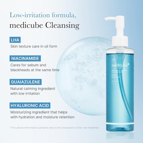 Medicube Zero Pore Blackhead Cleansing Oil - Gentle Makeup Remover & Daily Moisturizer | 205ml / 6.93 fl.oz