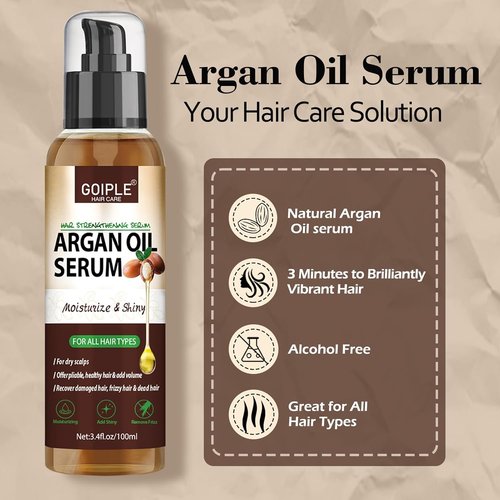 **Argan Oil | Protein Hair Serum - Nourishing & Moisturizing Formula for Frizz Control & Shine**