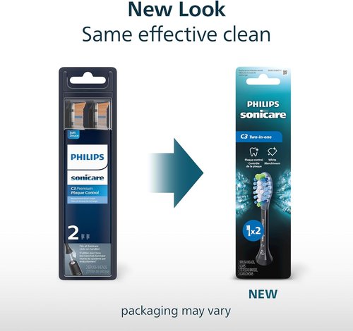 Philips Sonicare C3 Electric Toothbrush Heads - Genuine Replacement, Black, 2 Pack, HX9042/95