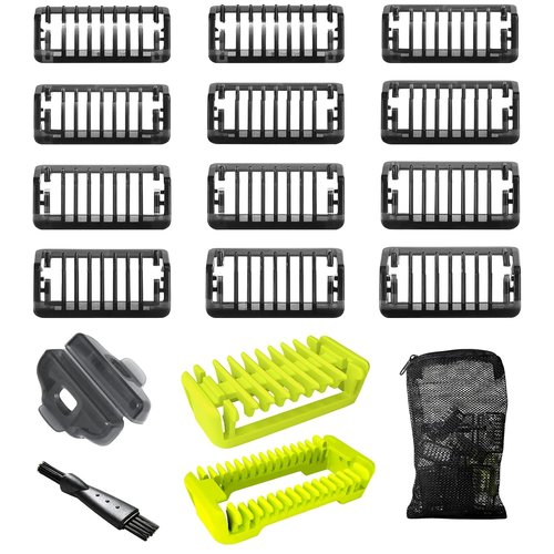 Norelco Guide Comb Set - 17 Pack Hybrid Electric Trimmer Guards for Precision Shaving | 0.5-9 MM Sizes