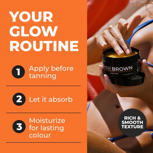 BYROKKO Shine Brown Tanning Accelerator Lotion - Indoor & Outdoor Fast Dark Tan Cream with Bronzer - Natural Botanical Oils for Face & Body - Water Resistant Formula - 7.1 Fl Oz Original