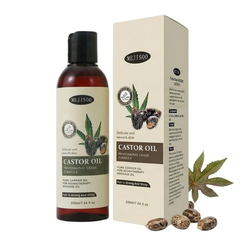 Organic Castor Oil for Hair Growth, 100% Pure Natural Premium Grade Castor Oil Cold Pressed, Hexane-Free, Eyelash & Eyebrow Enhancement, Skin Moisturizing, 7.04 Fl Oz for Lashes Hair Face Body