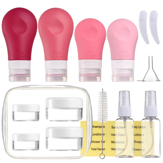 Gemice 16 Pack Travel Bottles Set for Toiletries,TSA Approved Travel Size Containers Leak Proof Silicone Squeezable Tubes Travel Accessories 2oz 3oz for Shampoo Conditioner Lotion Body Wash